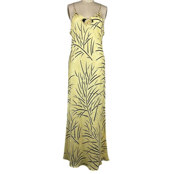 Rodarte 'Embellished' Yellow Printed Silk-Jacquard Midi Dress Size 12 - Picture 2 of 6